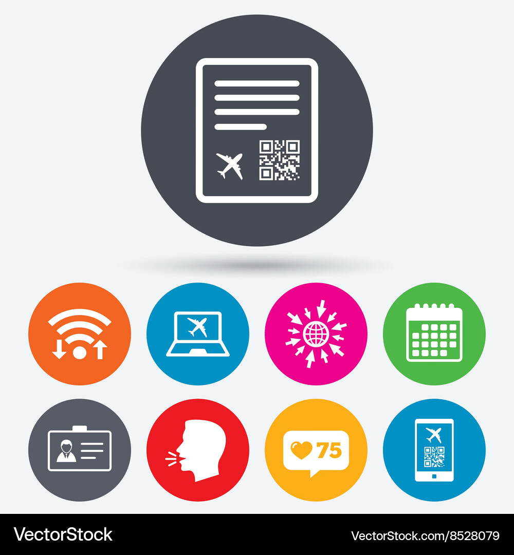 Qr scan code icon boarding pass flight sign Vector Image