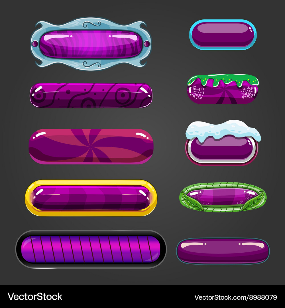 Set of purple button for game design Vector Image