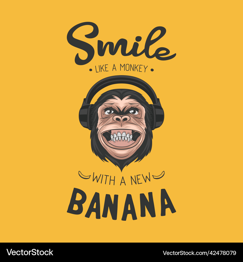 Smile like a monkey with new banana Vector Image