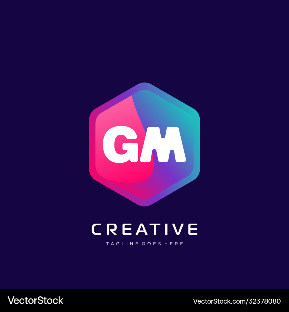 GM Initial Logo - Colorful Template Vector Image
