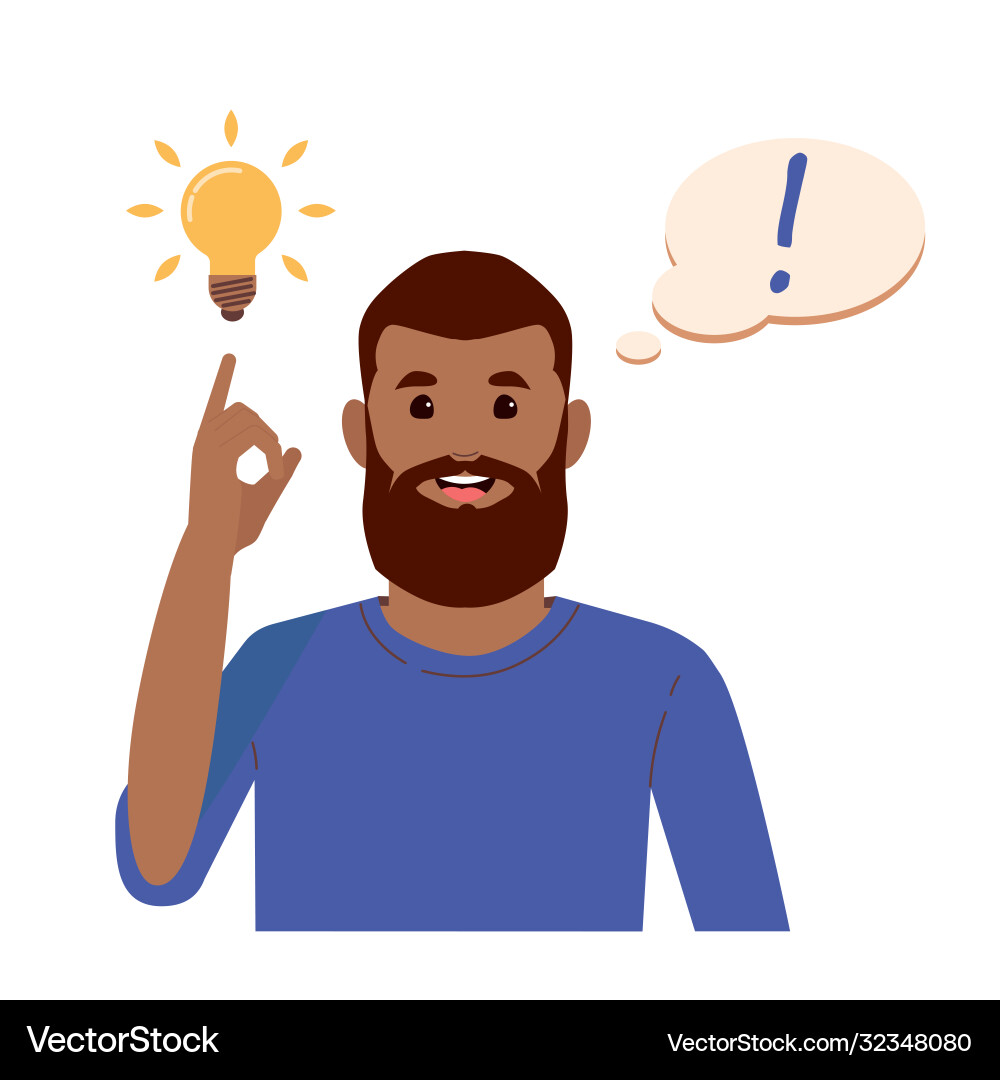Problem Solving - Man with Lightbulb Idea Vector Image