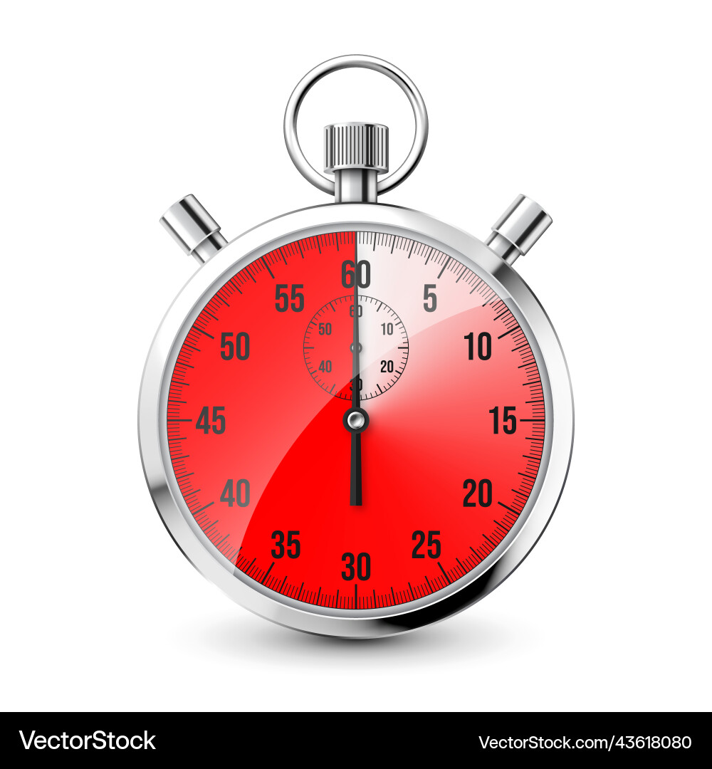 Realistische klassische Stoppuhr-Symbol glänzendes Metall Realistische klassische Stoppuhr-Symbol glänzendes Metall vektorbild