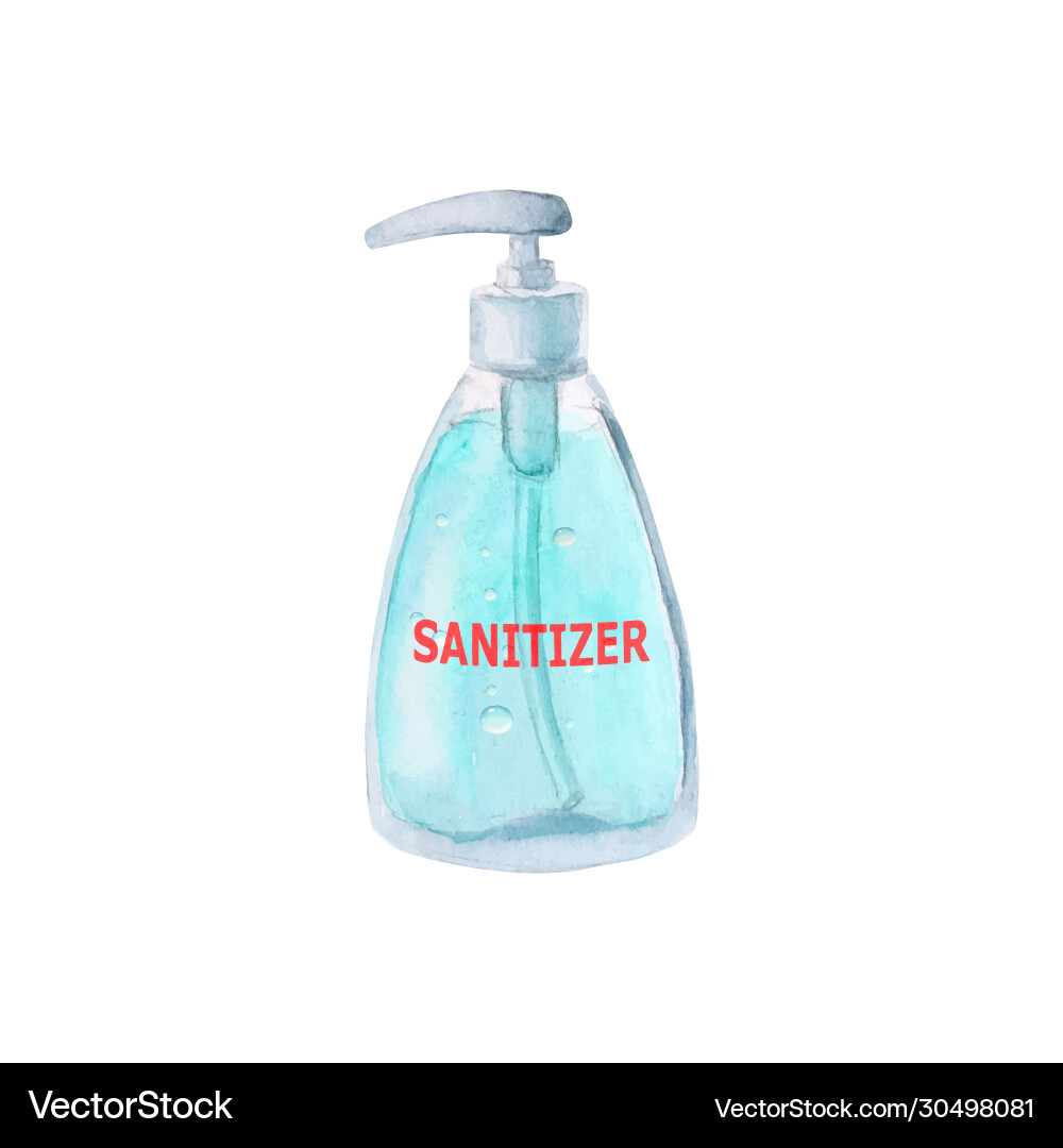 Aquarell-Sanitizergel für Handhygiene isoliert Aquarell-Sanitizergel für Handhygiene isoliert vektorbild