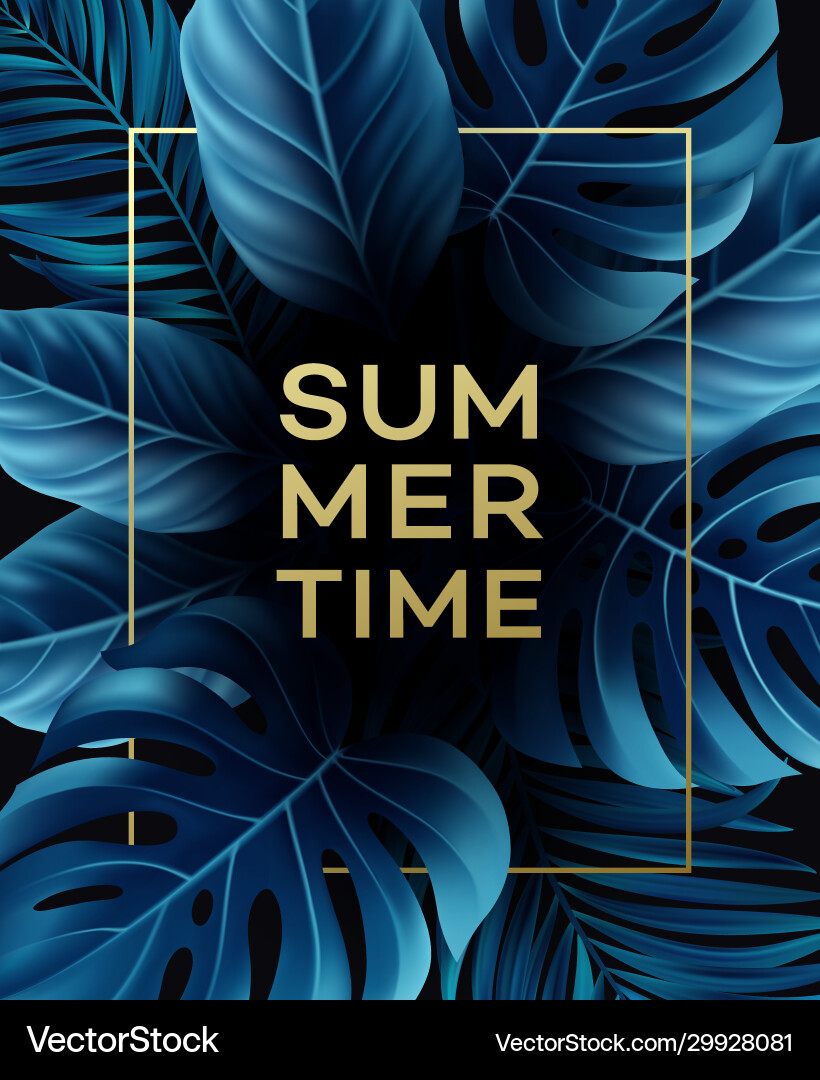 Banners with tropical leaves on black Banners with tropical leaves on black vector image