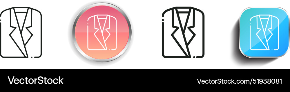 Blazer icon thin linear regular and button style vector image