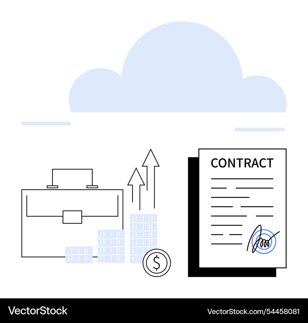 Contract signing with business elements including Vector Image