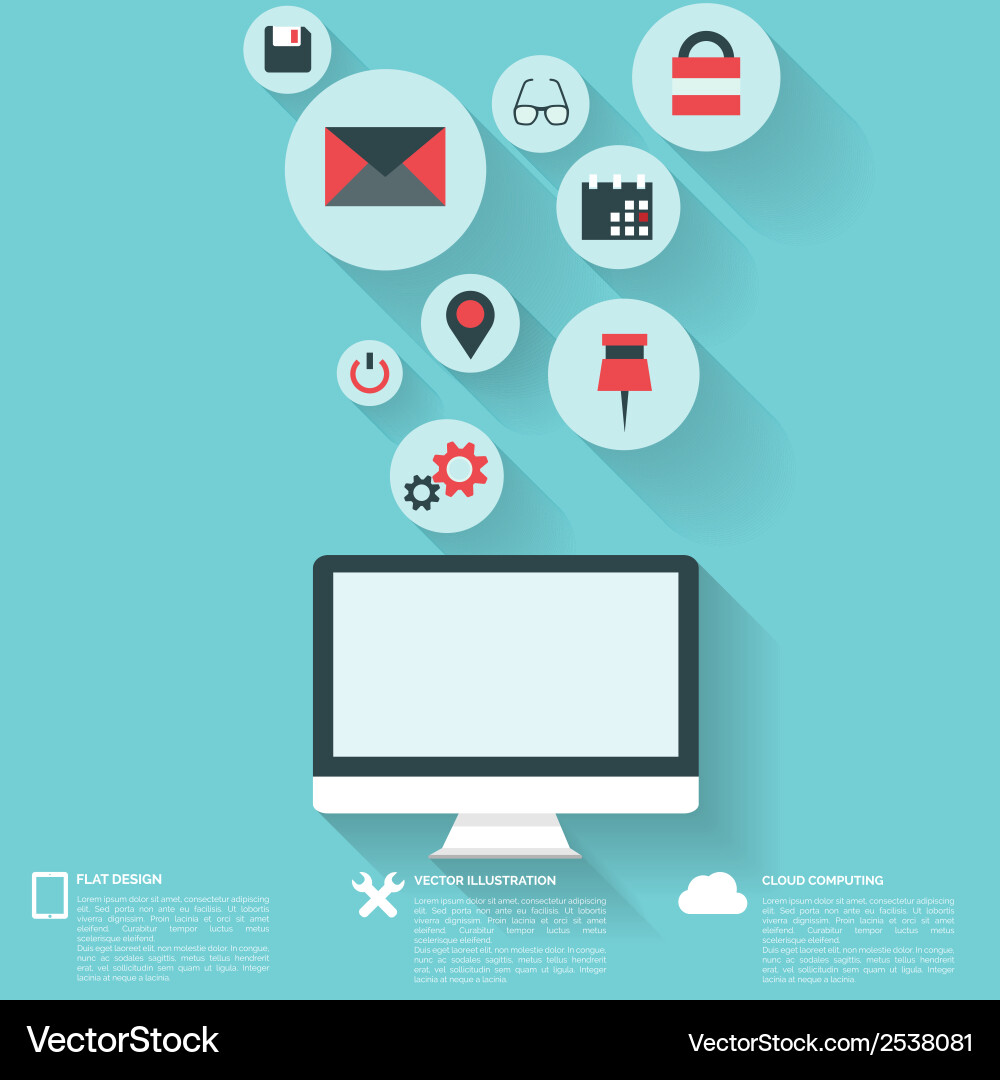 Flat abstract background with web icons interface vector image