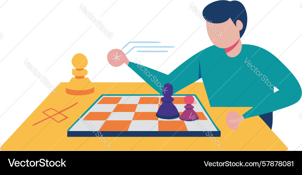 Focused chess player making a thoughtful move Vector Image