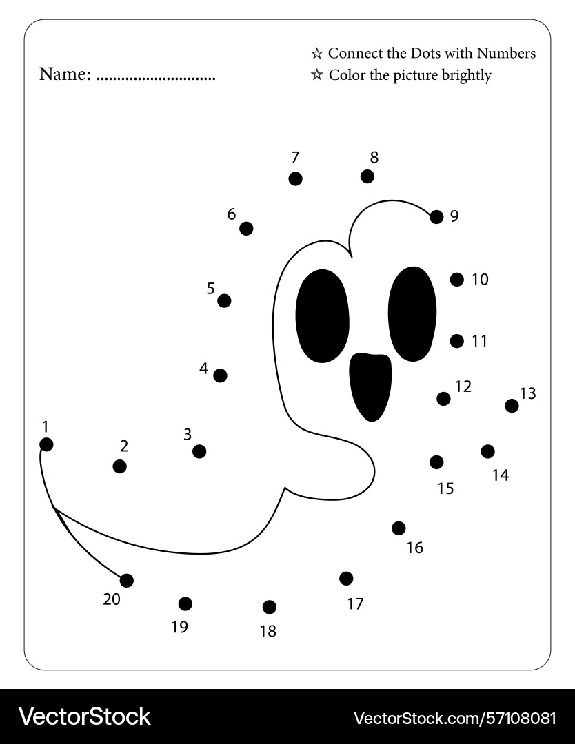 Fun ghost dot to number connecting game Vector Image