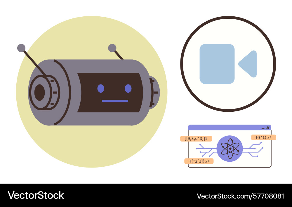 Futuristic ai robot with video streaming and data vector image