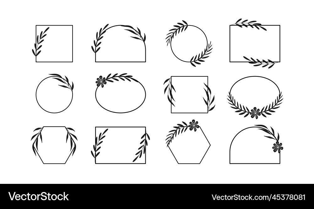 Leaves patterns line set Leaves patterns line set vector image