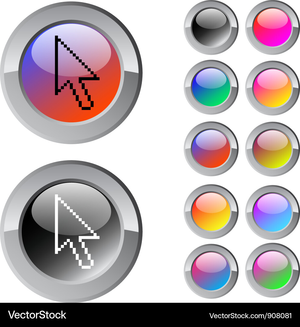 Pixel Arrow Multicolor Button Vector Image