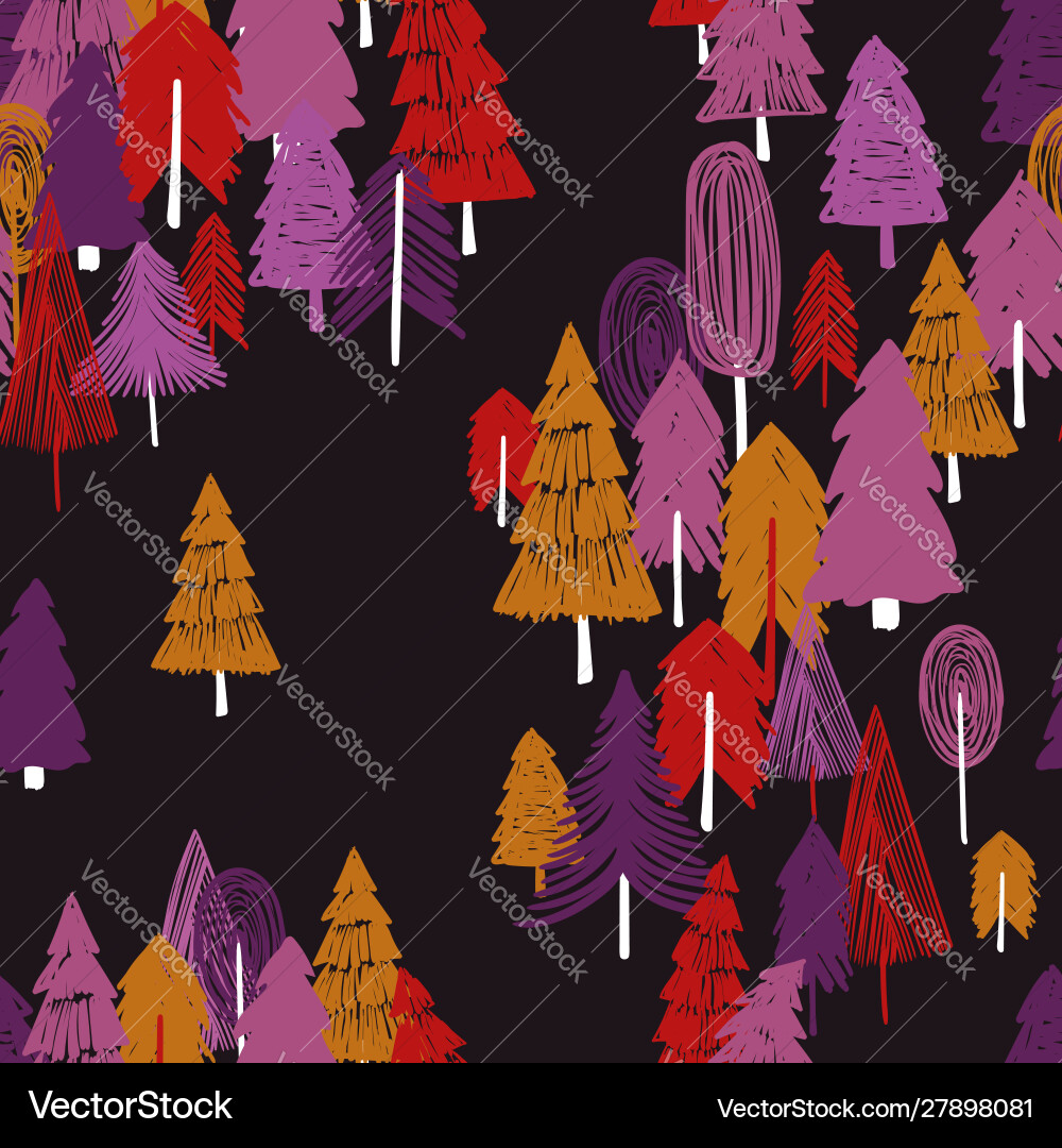 Seamless pattern of colorful forest vector image