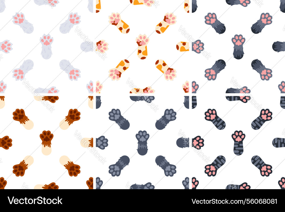 Seamless pattern with colorful cat paws showing Seamless pattern with colorful cat paws showing vector image