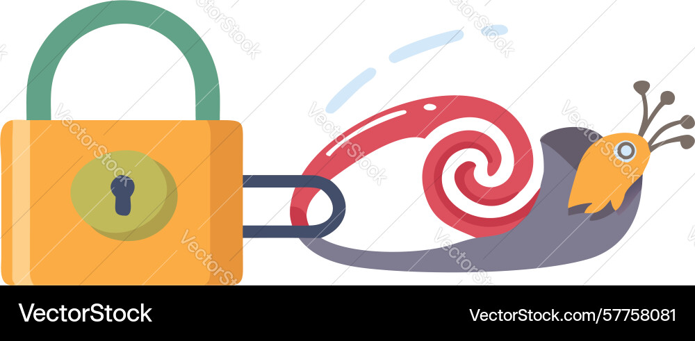 Secure patience icon padlock and snail flat Vector Image