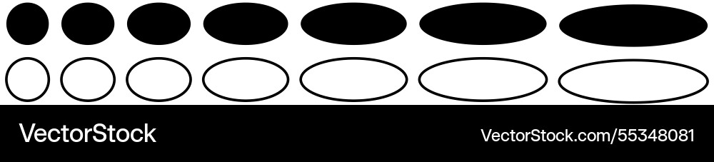 Simple ellipse buttons filled and outline version vector image