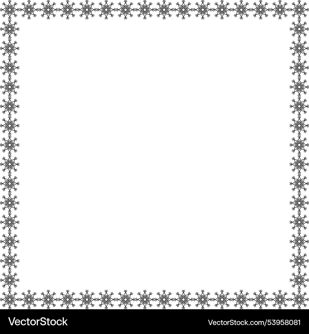 Snowflake square frame winter round Snowflake square frame winter round Vector Image