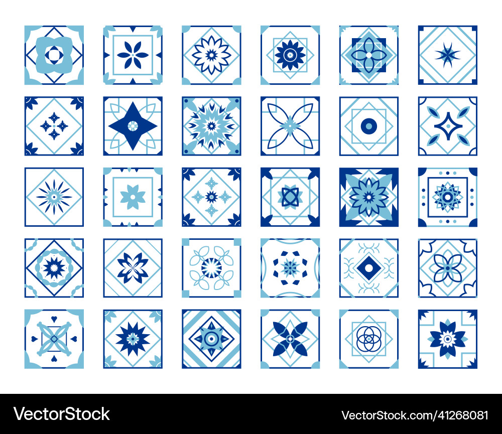 Squares with geometric patterns vector image