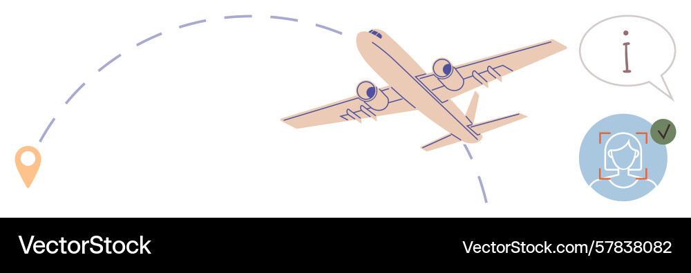 Airplane with flight path information bubble vector image