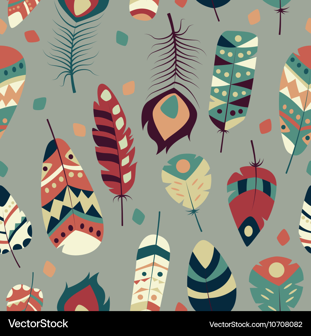 Bohemian Feather Pattern vector image