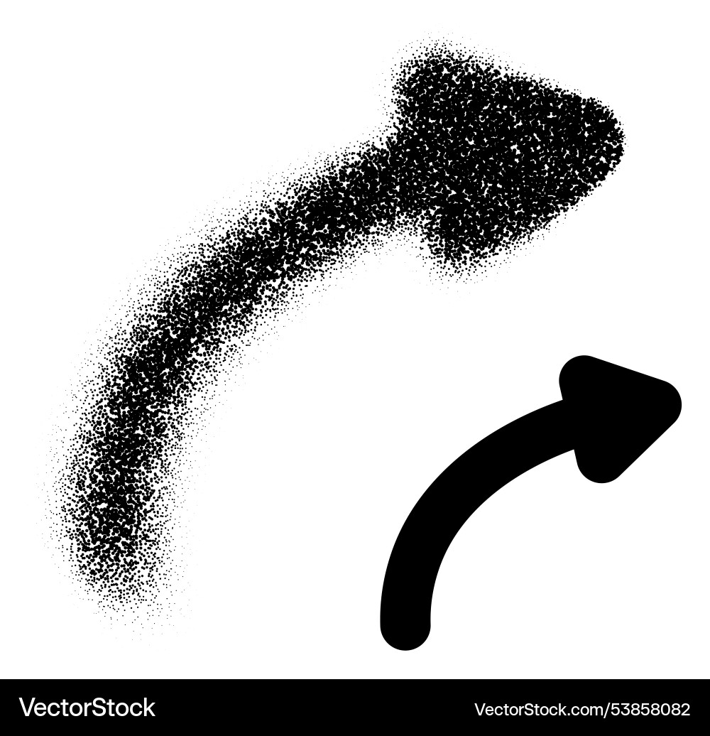 Curved arrow with dotted and solid design Curved arrow with dotted and solid design vector image