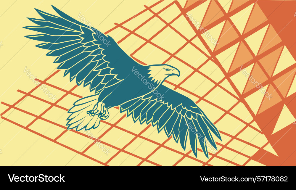 Dynamic geometric eagle soaring in sky abstract Vector Image