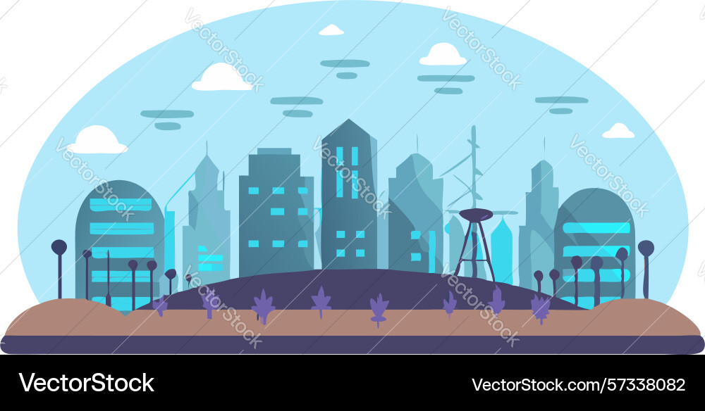 Futuristic cityscape with dynamic architecture vector image