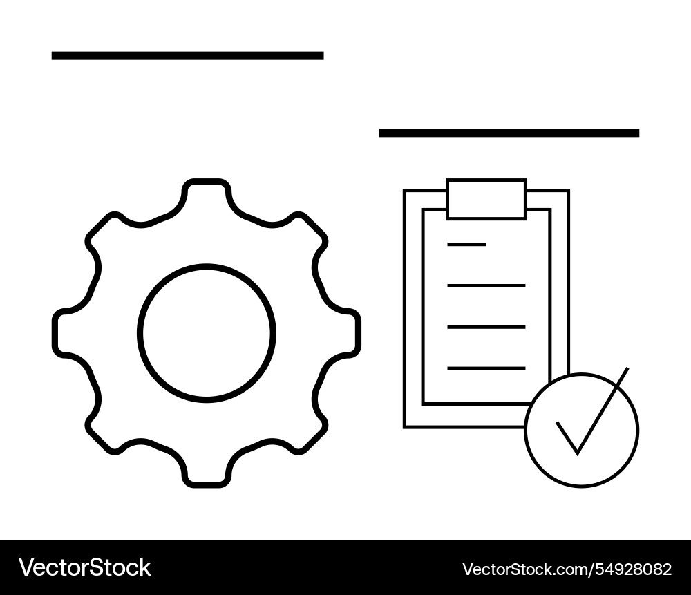 Gear and checklist with check mark highlighting Gear and checklist with check mark highlighting vector image