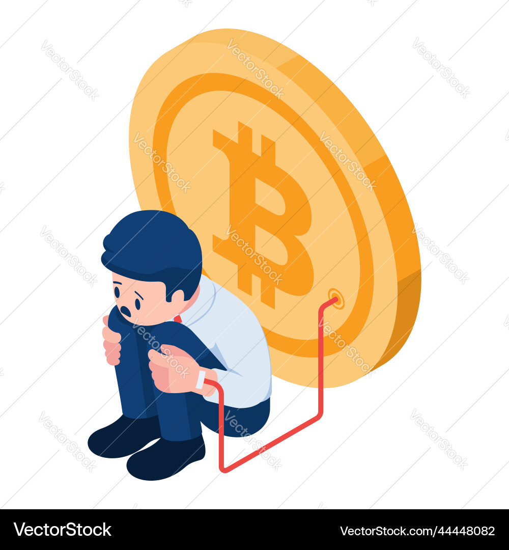 Isometric businessman injecting bitcoin vector image