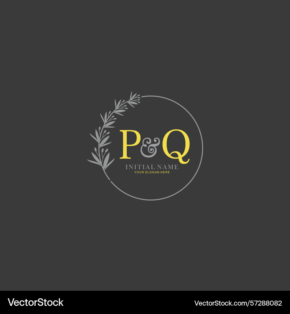 Pq initial logo templates with botanical elements Pq initial logo templates with botanical elements Vector Image