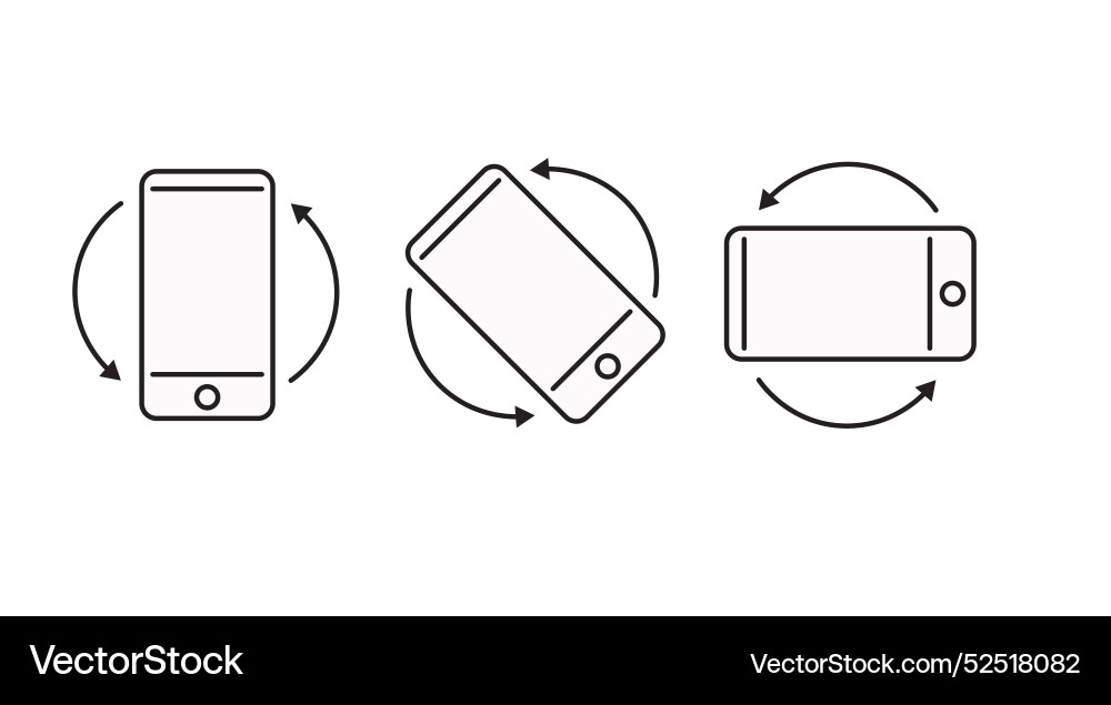 Rotate mobile phone device rotation symbol Rotate mobile phone device rotation symbol vector image