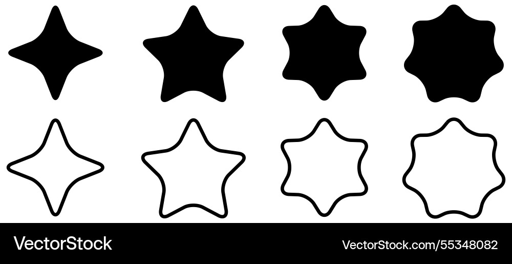 Rounded stars icon version with four five six Rounded stars icon version with four five six vector image
