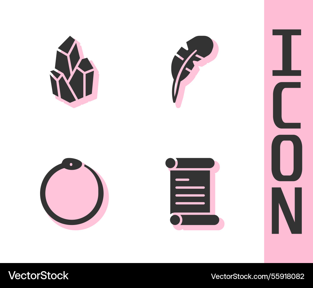 Set decree parchment scroll magic stone ouroboros Set decree parchment scroll magic stone ouroboros Vector Image