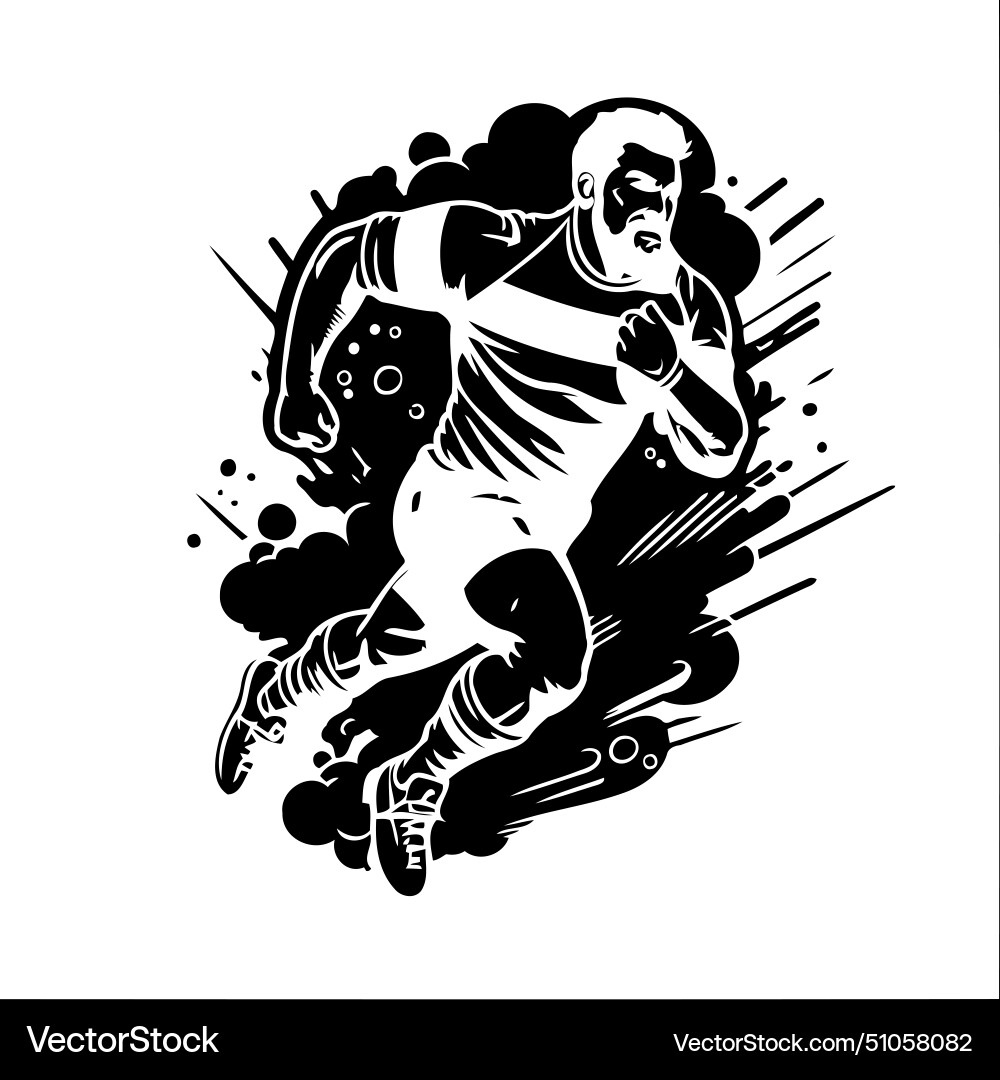 Soccer player with a beard and mustache running vector image