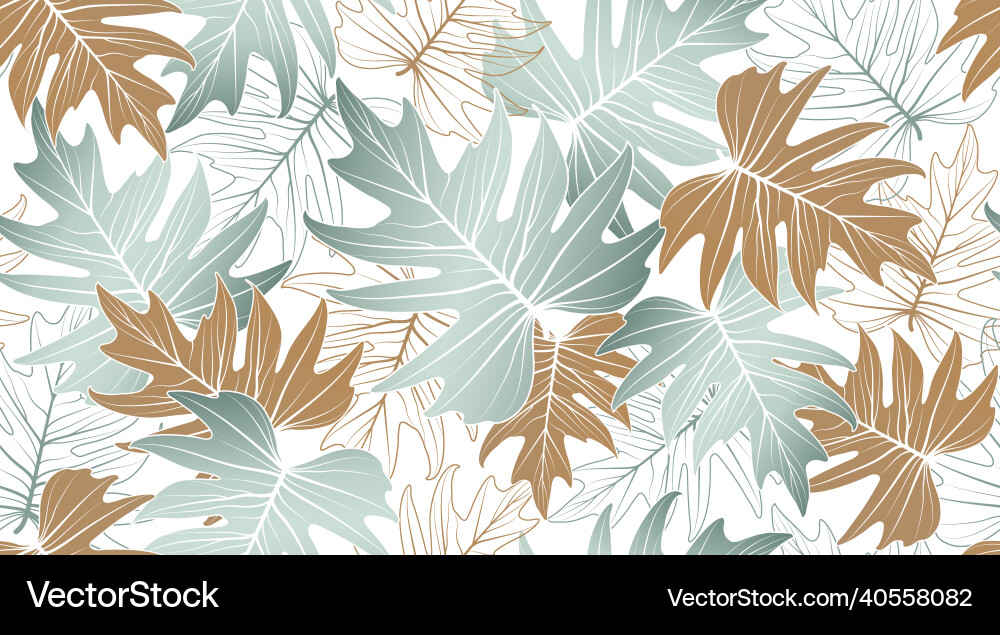 Tropical Leaf Pattern - White Vector Image