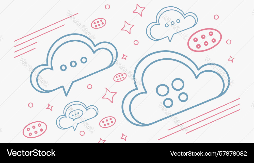 Whimsical clouds with speech bubbles for thoughts Vector Image