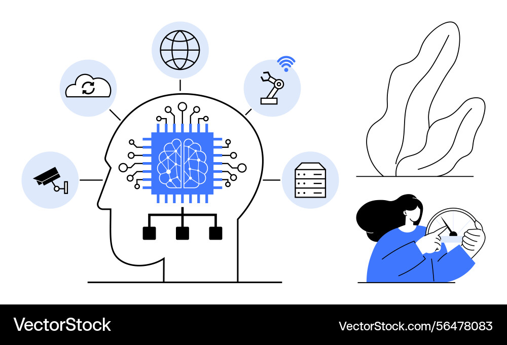 Artificial intelligence network representing Artificial intelligence network representing vector image