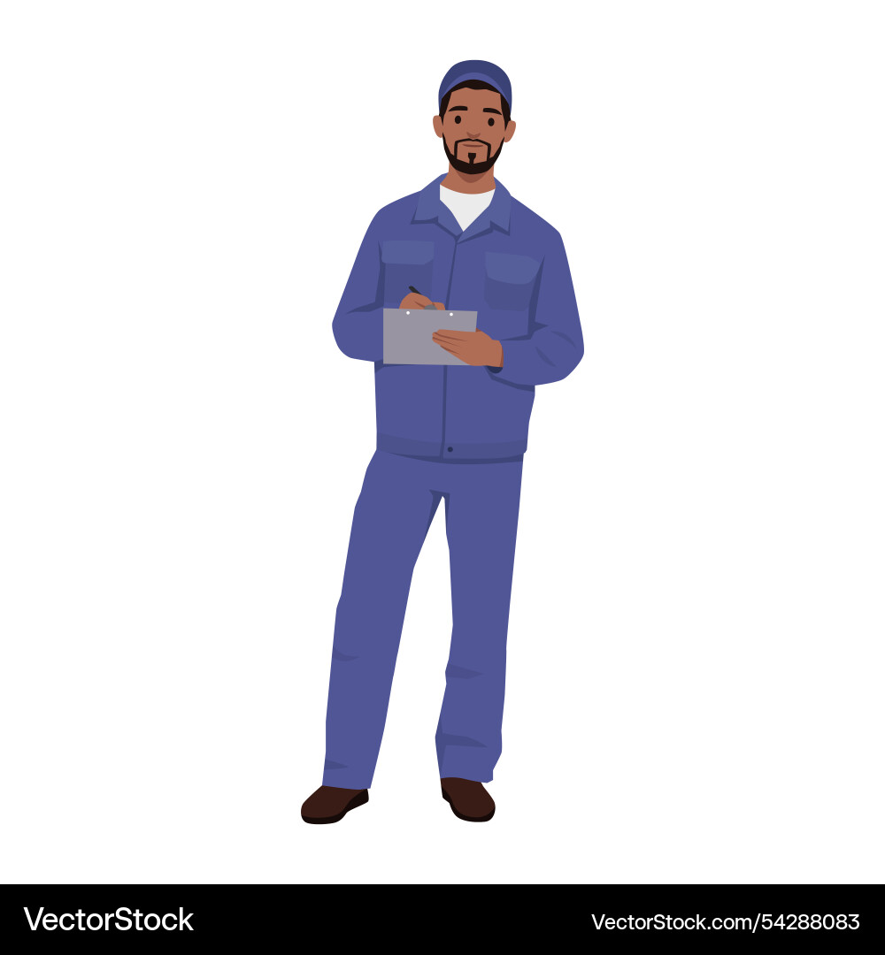 Auto mechanic worker in a uniform standing Vector Image
