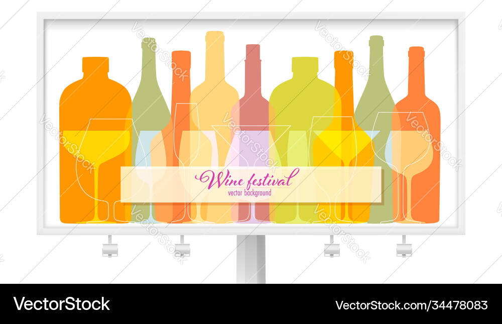 Billboard for wine festival outline bottles Billboard for wine festival outline bottles vector image