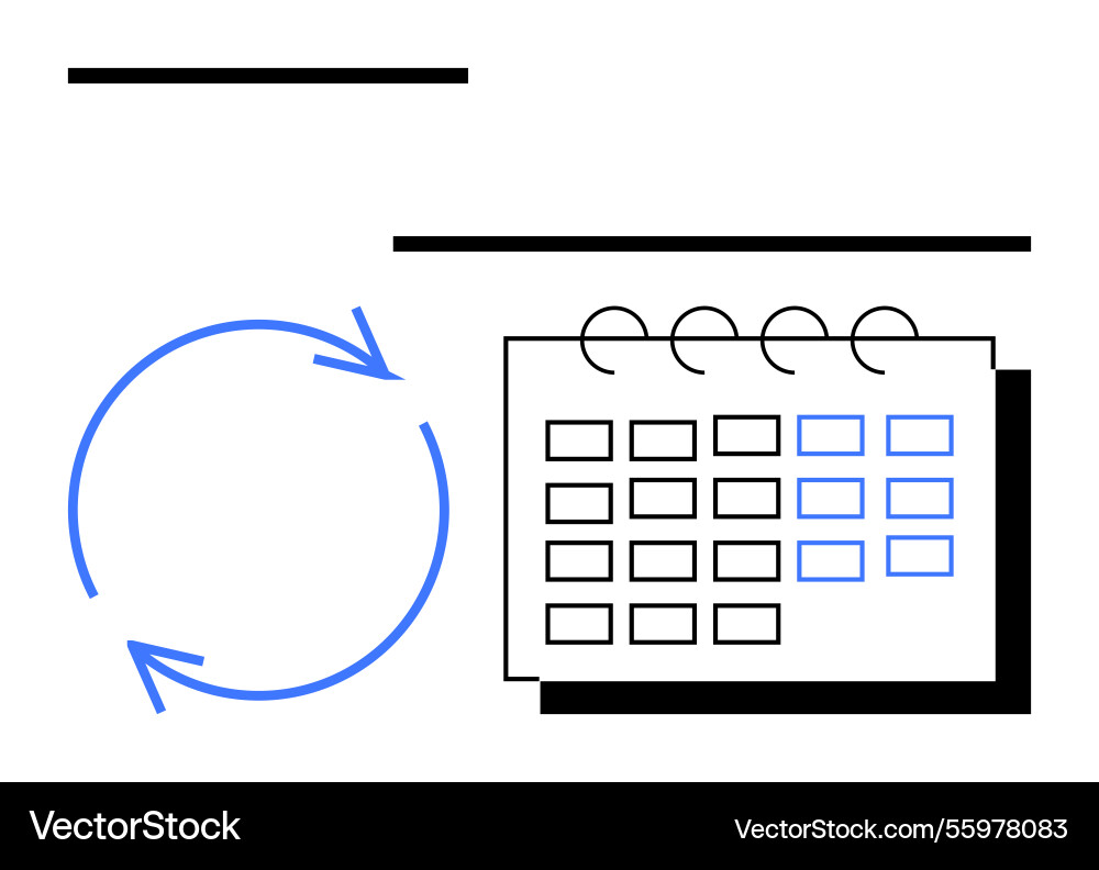 Calendar and circular arrows representing planning Calendar and circular arrows representing planning vector image