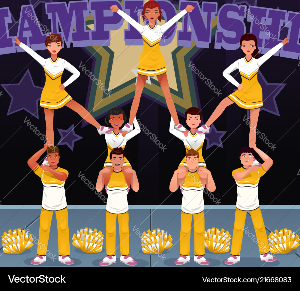 Cheerleaders in Competition – Lizenzfreie Vektorgrafik | VectorStock, image size:1000x972
