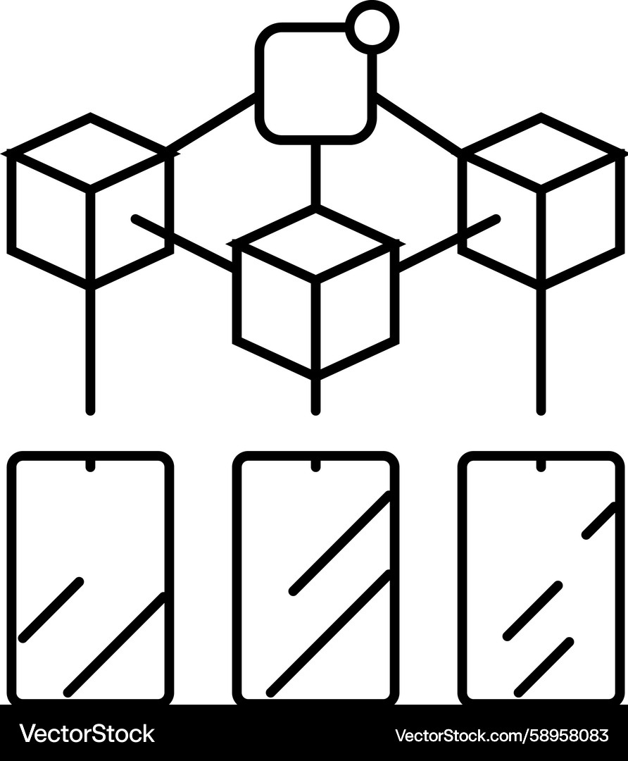 Decentralized App Line Icons Vector Image