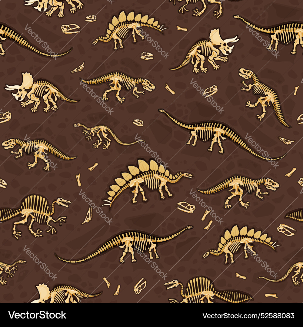 Dinosaur Fossil Seamless Pattern vector image