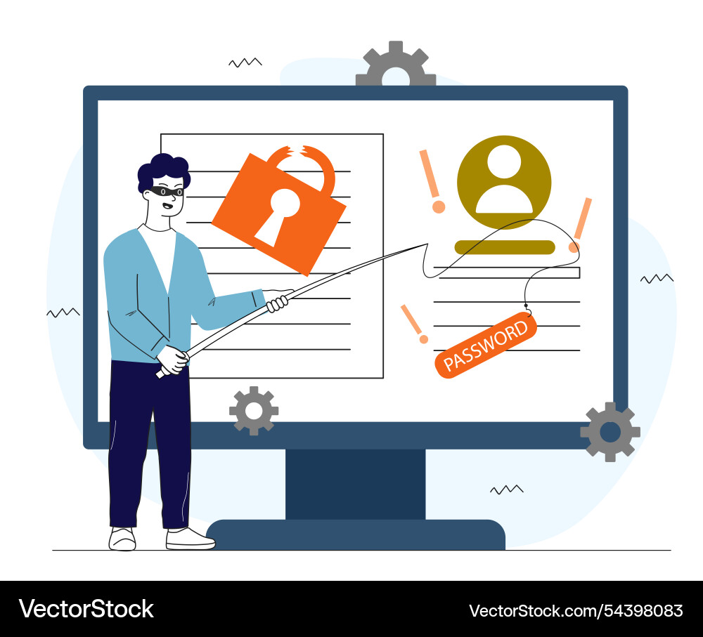 Man with hacker attack young guy in black mask Man with hacker attack young guy in black mask vector image
