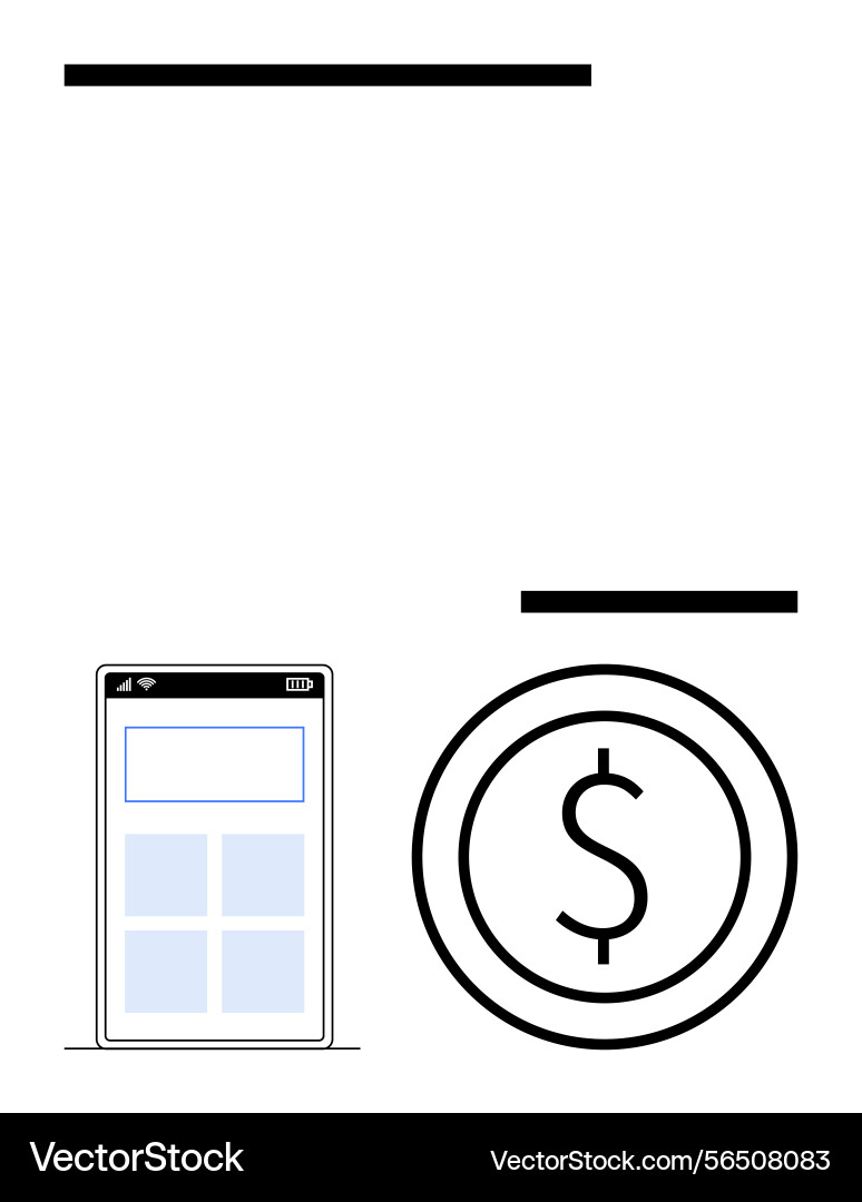 Mobile app interface with dollar icon representing Vector Image