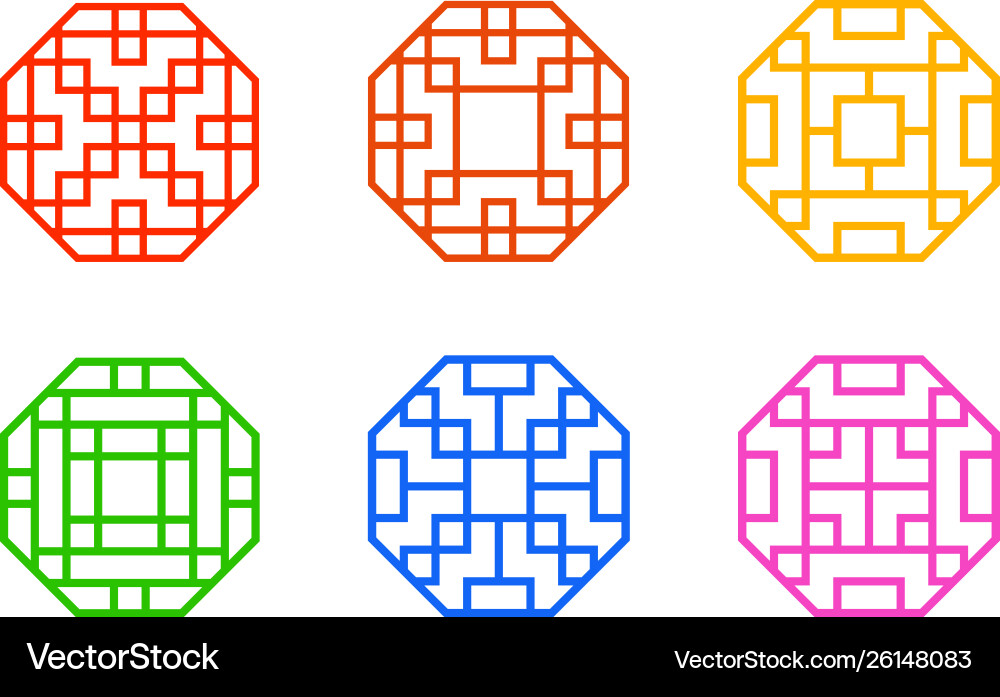 Octagon chinese window frame with line pattern Octagon chinese window frame with line pattern vector image