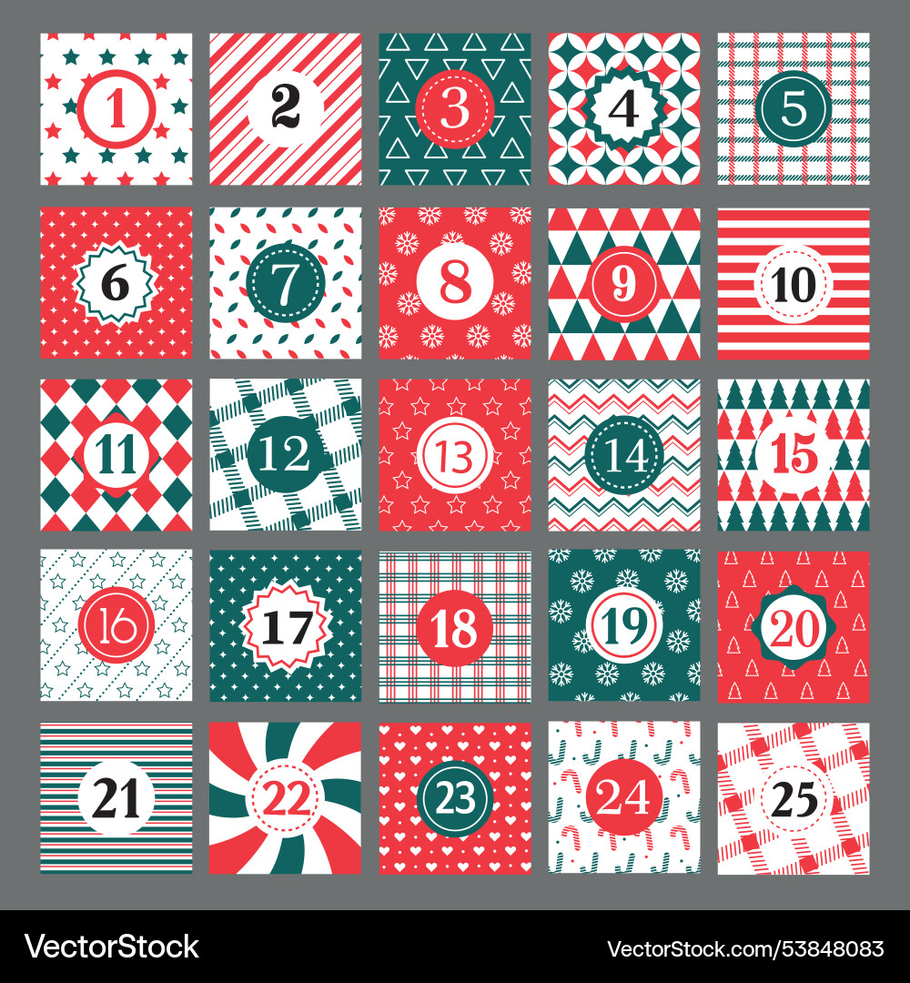 Red and White Checkered Advent Calendar vector image