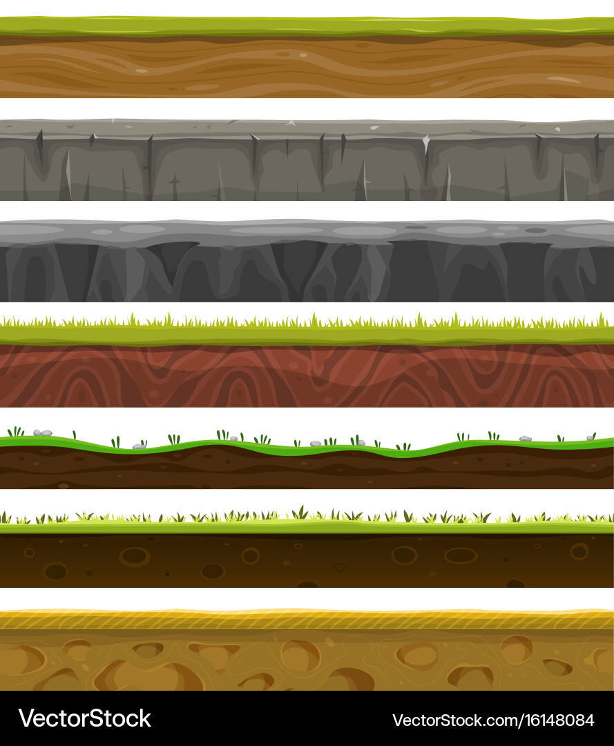 Grounds & Grass Textures - UI Game Assets vector image