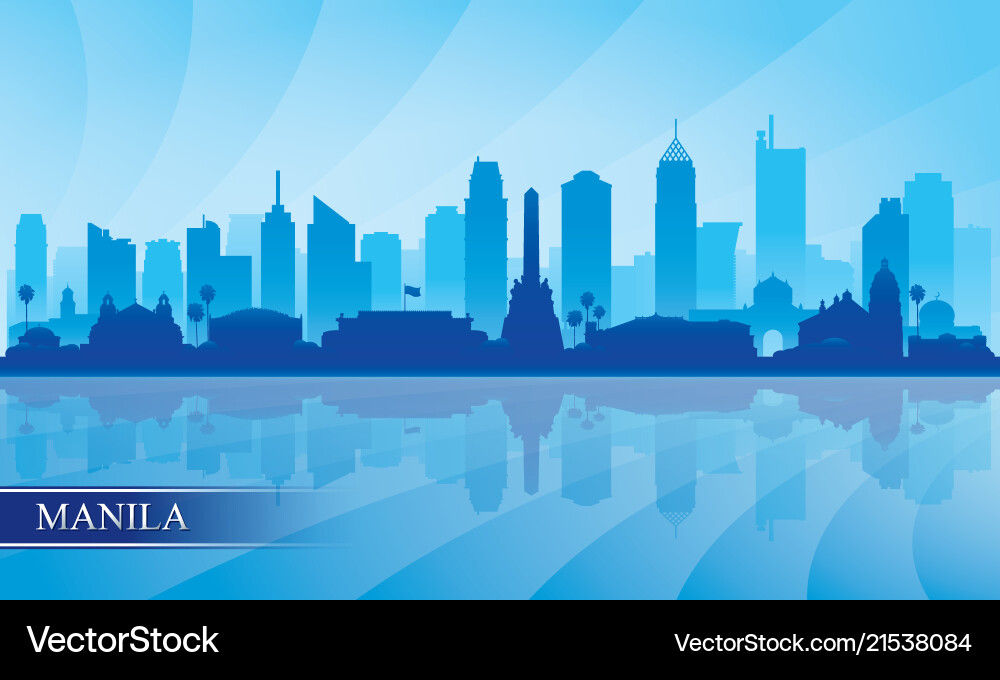 Manila City Skyline Silhouette Vector Image