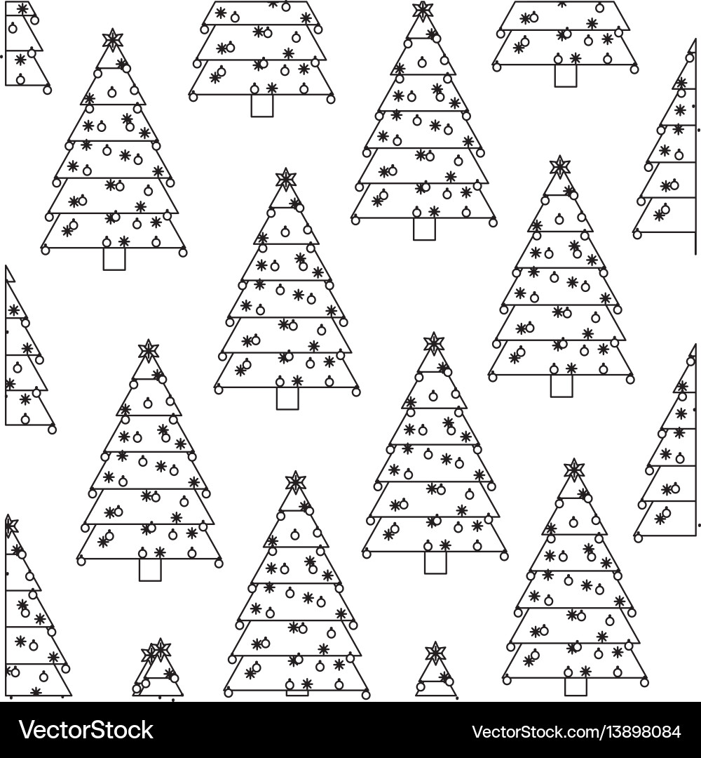 Monochrome background with pattern of christmas Vector Image